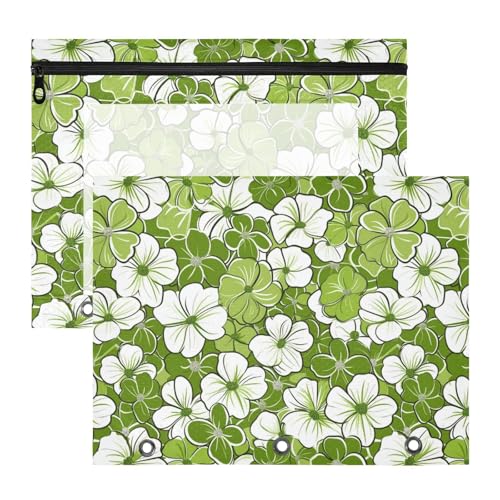 Binder-Bleistiftbeutel, Mehrzweck-Aufbewahrungstasche für 3 Ringe, 2 Stück, Lehrer, Büro, Grün und Blumen Binder-Bleistiftbeutel, Mehrzweck-Aufbewahrungstasche für 3 Ringe, 2 Stück, Lehrer, Büro, Grün und Blumen von KLL