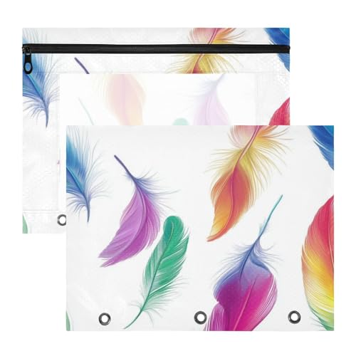 Binder-Bleistiftetui, 3 Löcher, Kunststoff, Ordner für 3 Ringe, 2 Stück, Lehrer, Schulbedarf, bunte Pfändchenfedern Binder-Bleistiftetui, 3 Löcher, Kunststoff, Ordner für 3 Ringe, 2 Stück, Lehrer, Schulbedarf, bunte Pfändchenfedern von KLL