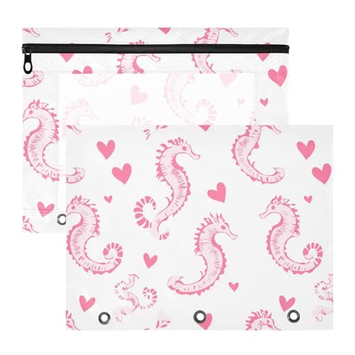 Binder-Bleistiftetui, 3 Löcher, Kunststoff-Aktenordner für 3 Ringe, 2 Stück, Lehrer, Klassenzimmer, Zubehör, Seepferdchen, Valentinstag Binder-Bleistiftetui, 3 Löcher, Kunststoff-Aktenordner für 3 Ringe, 2 Stück, Lehrer, Klassenzimmer, Zubehör, Seepferdchen, Valentinstag von KLL