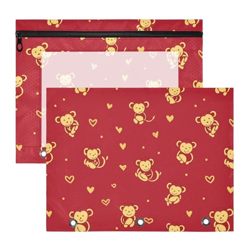 Binder-Bleistiftetui, bezaubernder 3-Locher, für A4-Papier, Briefe, 2 Stück, Studenten, Schulbedarf, Tieraffe, traditionell, nordisch, Valentinstag Binder-Bleistiftetui, bezaubernder 3-Locher, für A4-Papier, Briefe, 2 Stück, Studenten, Schulbedarf, Tieraffe, traditionell, nordisch, Valentinstag von KLL