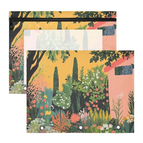 Binder-Federmäppchen, 3 Löcher, 3 Locher für A4-Papier, Briefe, 2 Stück, Lehrer, Büro, Garten, bunte Blumen, Kunst Binder-Federmäppchen, 3 Löcher, 3 Locher für A4-Papier, Briefe, 2 Stück, Lehrer, Büro, Garten, bunte Blumen, Kunst von KLL