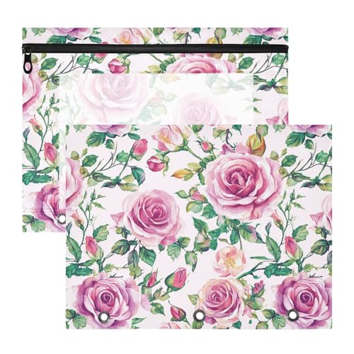 Binder-Federmäppchen, 3 Löcher, 3 Löcher, Tasche für 3 Ringe, 2 Stück, für Lehrer, Schule, Studenten, Lehrerbedarf, handgezeichnete Rosen, Pfirsich Binder-Federmäppchen, 3 Löcher, 3 Löcher, Tasche für 3 Ringe, 2 Stück, für Lehrer, Schule, Studenten, Lehrerbedarf, handgezeichnete Rosen, Pfirsich von KLL