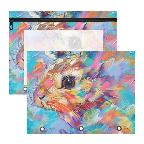 Binder-Federmäppchen, 3 Löcher, Kunststoff-Aktenordner für 3 Ringe, 2 Stück, für Lehrer, Zuhause, Kaninchen, niedliche Kritzelkunst Binder-Federmäppchen, 3 Löcher, Kunststoff-Aktenordner für 3 Ringe, 2 Stück, für Lehrer, Zuhause, Kaninchen, niedliche Kritzelkunst von KLL