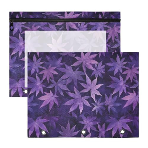 Binder-Federmäppchen, Klarsichtfenster, Kunststoff-Aktenordner für 3 Ringe, 2 Stück, Lehrer, College, Zubehör, dunkelviolette Ahornblätter Binder-Federmäppchen, Klarsichtfenster, Kunststoff-Aktenordner für 3 Ringe, 2 Stück, Lehrer, College, Zubehör, dunkelviolette Ahornblätter von KLL