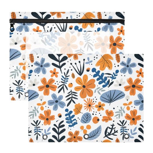 Binder-Federmäppchen, entzückende 3-Loch-Tasche für A4-Papier, Briefe, 2 Stück, für Lehrer, Schule, Studenten, Lehrerbedarf, orangefarbene Blumen Binder-Federmäppchen, entzückende 3-Loch-Tasche für A4-Papier, Briefe, 2 Stück, für Lehrer, Schule, Studenten, Lehrerbedarf, orangefarbene Blumen von KLL