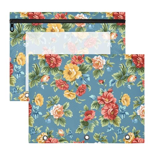 Binder-Federmäppchen, transparenter Kunststoff, Ordner für A4-Papier, Briefe, 2 Stück, Lehrer, Schulbedarf, helle Blumen Binder-Federmäppchen, transparenter Kunststoff, Ordner für A4-Papier, Briefe, 2 Stück, Lehrer, Schulbedarf, helle Blumen von KLL