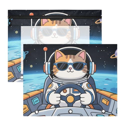 Binder-Federmäppchen mit 3 Löchern, Kunststoff-Aktenordner für A4-Papier, Briefe, 2 Stück, Lehrer, Schulanfang, Tier-Astronauten Binder-Federmäppchen mit 3 Löchern, Kunststoff-Aktenordner für A4-Papier, Briefe, 2 Stück, Lehrer, Schulanfang, Tier-Astronauten von KLL