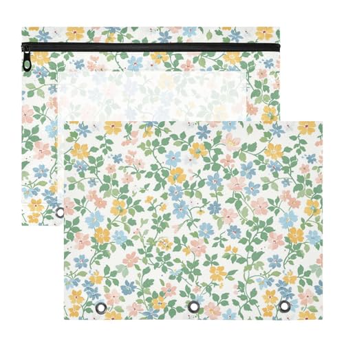 Binder-Federmäppchen mit glatten Reißverschlüssen, Kunststoff-Aktenordner für 3 Ringe, 2 Stück, für Studenten, Lehrerbedarf, grüne zerkleinerte Blume Binder-Federmäppchen mit glatten Reißverschlüssen, Kunststoff-Aktenordner für 3 Ringe, 2 Stück, für Studenten, Lehrerbedarf, grüne zerkleinerte Blume von KLL