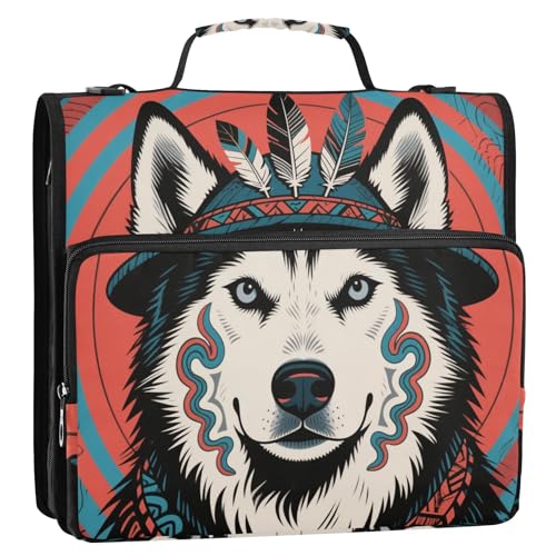 Bindertasche mit 3 Ringen und abnehmbarem Schultergurt, 3,8 cm, Tribal-Stil, 3,8 cm, Dokumentenmappe, Organizer für Büro, Schule von KLL