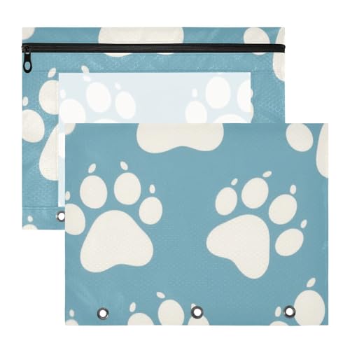 Bindertaschen, 3 Löcher, 3 Locher für A4-Papier, Briefe, 2 Stück, Studenten, Zuhause, niedliche weiße Pfotenabdrücke Bindertaschen, 3 Löcher, 3 Locher für A4-Papier, Briefe, 2 Stück, Studenten, Zuhause, niedliche weiße Pfotenabdrücke von KLL