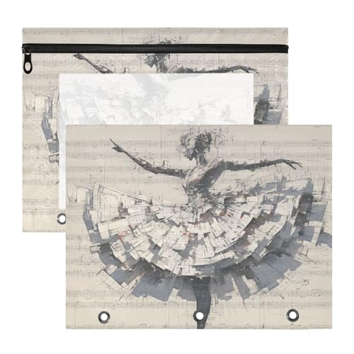 Bindertaschen, 3 Löcher, 3 Ringe, Tasche für A4-Papier, Briefe, 2 Stück, für Lehrer, Schule, Studenten, Lehrerbedarf, Collage, Kunststil, Ballerinas, weiße Notenblätter Bindertaschen, 3 Löcher, 3 Ringe, Tasche für A4-Papier, Briefe, 2 Stück, für Lehrer, Schule, Studenten, Lehrerbedarf, Collage, Kunststil, Ballerinas, weiße Notenblätter von KLL