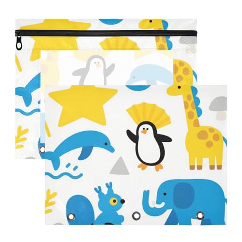 Bindertaschen, 3 Löcher, Taschenordner für A4-Papier, Briefe, 2 Stück, Lehrer, Schulbedarf, Vektor, Tier, Giraffe, Elefant, Blau, Gelb Bindertaschen, 3 Löcher, Taschenordner für A4-Papier, Briefe, 2 Stück, Lehrer, Schulbedarf, Vektor, Tier, Giraffe, Elefant, Blau, Gelb von KLL