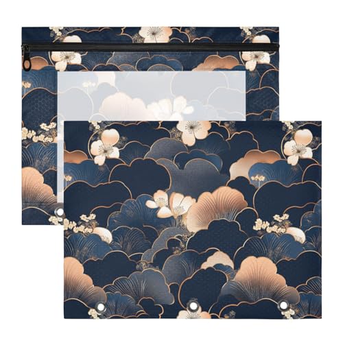 Bindertaschen, tragbare Kunststoff-Aktenordner für A4-Papier, Briefe, 2 Stück, für Lehrer, Schule, Studenten, Lehrerbedarf, marineblaue Blumen, Blätter, Blume Bindertaschen, tragbare Kunststoff-Aktenordner für A4-Papier, Briefe, 2 Stück, für Lehrer, Schule, Studenten, Lehrerbedarf, marineblaue Blumen, Blätter, Blume von KLL