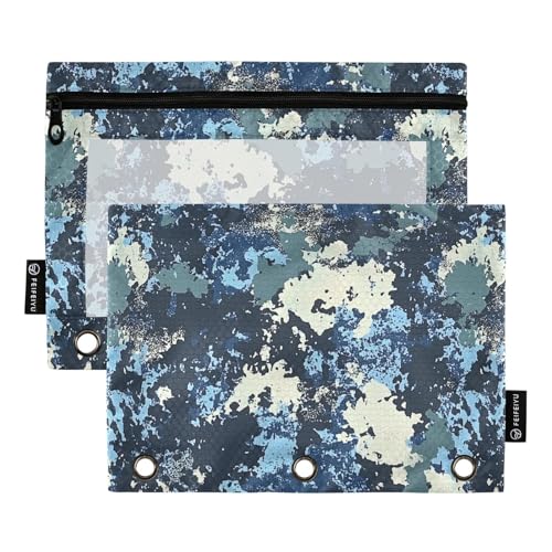 Bindertaschen aus Kunststoff mit 3 Ringen, mit 3 Löchern, Tarnmuster, Tarnmuster, Blau Bindertaschen aus Kunststoff mit 3 Ringen, mit 3 Löchern, Tarnmuster, Tarnmuster, Blau von KLL