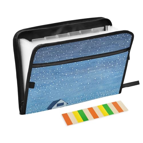 Blaues Haus mit Punkten, Ordner für die Schule, 13 Taschen, A4, Briefgröße mit Reißverschluss, für Dokumentenaufbewahrung, Bürobedarf, Ordner carpeta de Blaues Haus mit Punkten, Ordner für die Schule, 13 Taschen, A4, Briefgröße mit Reißverschluss, für Dokumentenaufbewahrung, Bürobedarf, Ordner carpeta de von KLL