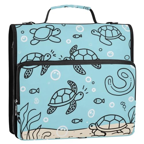 Blue Ocean Turtle 3,8 cm Ringordner Organizer mit Schultergurt und Griff, wasserdicht, Dokumentenordner, Organizer für Büro, Schule von KLL