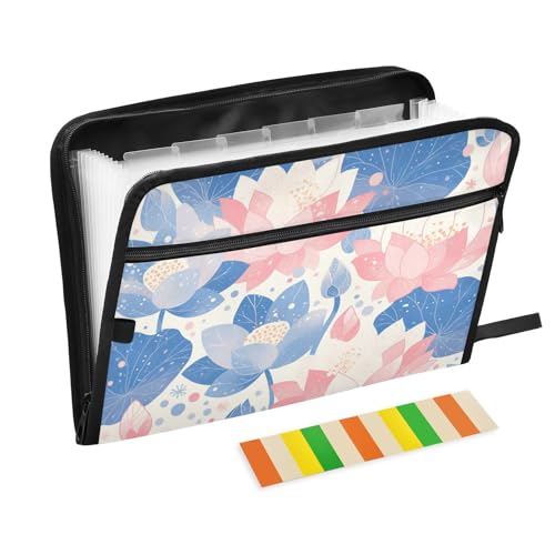 Blumen-Sommer-Mappe mit Verschluss, 13 Taschen, A4, Briefgröße mit Reißverschluss, zur Aufbewahrung von Dokumenten, Hängemappen, Carpetas de von KLL