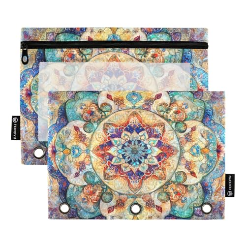 Böhmisches Muster, Boho, Vintage-Mandala, Bindertasche, Federmäppchen für Ringe, Ordner, Aufbewahrung mit 3 Löchern für Kinder, Schreibwaren, Organizer, Upplies Böhmisches Muster, Boho, Vintage-Mandala, Bindertasche, Federmäppchen für Ringe, Ordner, Aufbewahrung mit 3 Löchern für Kinder, Schreibwaren, Organizer, Upplies von KLL