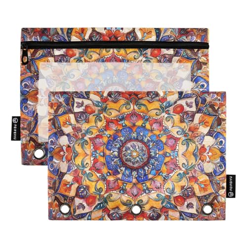 Böhmisches Muster Boho Vintage Mandala Binder Tasche Stoff Federmäppchen für 3 Ringe Ordner Etui mit 3 Ringen für Schule Schreibwaren Versorgung Böhmisches Muster Boho Vintage Mandala Binder Tasche Stoff Federmäppchen für 3 Ringe Ordner Etui mit 3 Ringen für Schule Schreibwaren Versorgung von KLL