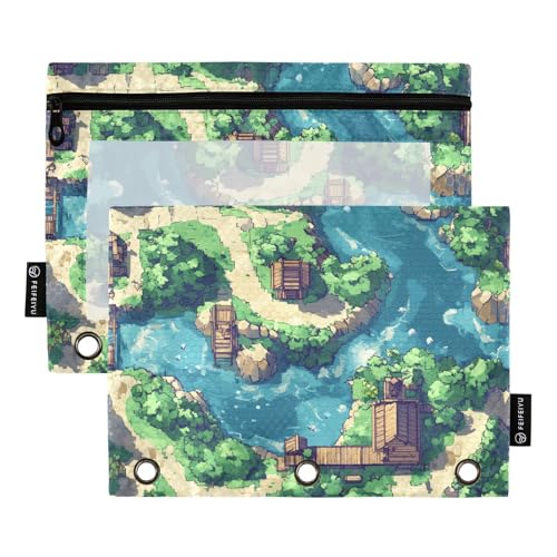 Boho-Spielkarten-Ringbuchtaschen, 3 Locher für Ringe, Ordner, Organizer mit 3 Löchern für Schule, Schreibwarenzubehör von KLL