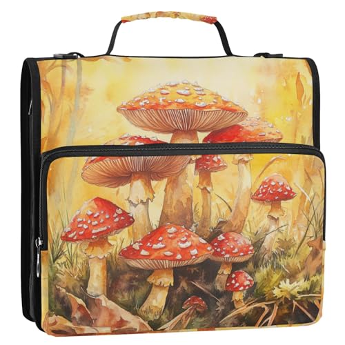 Bolsa de almacenamiento de archivos Ringbuch mit Schulterriemen, leicht zu transportieren, Vintage-Stil, rote Pilze, Gelb, 3 Ringe, 3,8 cm, Portfolio-Ordner für Schule und Büro Bolsa de almacenamiento de archivos Ringbuch mit Schulterriemen, leicht zu transportieren, Vintage-Stil, rote Pilze, Gelb, 3 Ringe, 3,8 cm, Portfolio-Ordner für Schule und Büro von KLL
