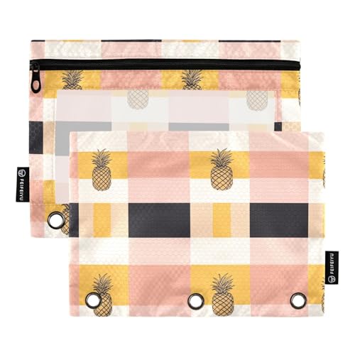 Buffalo Plaid Karo Gelb Rose Gold Ananas Ringe Binder Tasche 3 Loch Tasche für Ringe Binder Aufbewahrung mit 3 Ringen für Prüfungsbüro Organizer Buffalo Plaid Karo Gelb Rose Gold Ananas Ringe Binder Tasche 3 Loch Tasche für Ringe Binder Aufbewahrung mit 3 Ringen für Prüfungsbüro Organizer von KLL