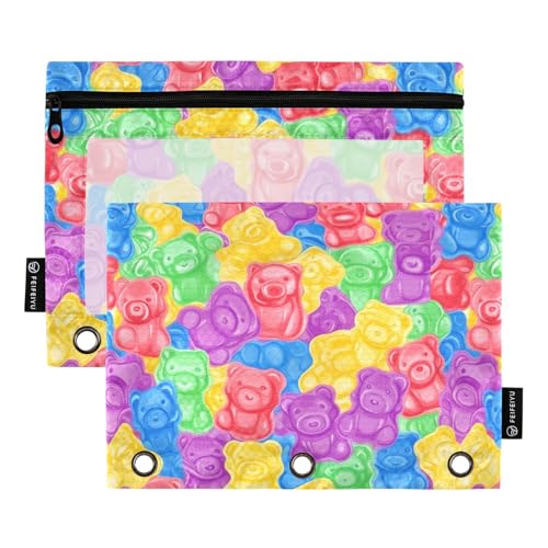 Bunte süße Geleebären-Ringbuchtaschen, 3 Ringe, Tasche für 3 Ringe, Ordner mit 3 Löchern, für Bürobedarf Bunte süße Geleebären-Ringbuchtaschen, 3 Ringe, Tasche für 3 Ringe, Ordner mit 3 Löchern, für Bürobedarf von KLL