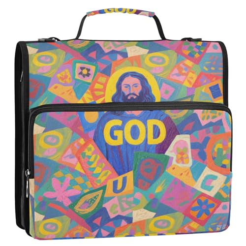 Bunter Cartoon-Gott, modischer Organizer mit 3 Ringen und Gurt, tragbar, für Zuhause, Reisen, sichere Aufbewahrungstasche für Mittelschüler Bunter Cartoon-Gott, modischer Organizer mit 3 Ringen und Gurt, tragbar, für Zuhause, Reisen, sichere Aufbewahrungstasche für Mittelschüler von KLL