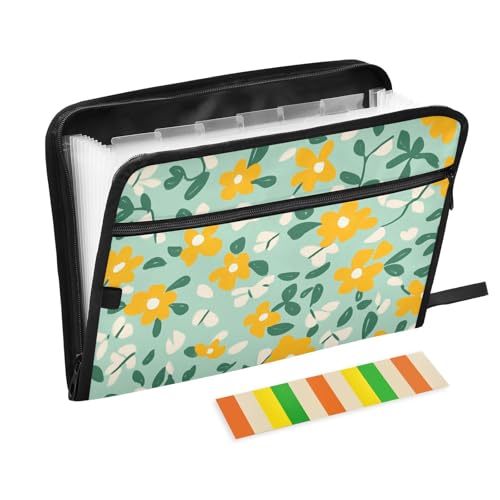 Calico Ordner mit Taschen, 13 Taschen, A4, Briefgröße mit Reißverschluss, für Büro-Aktenordner mit Taschen, Gelb und Grün Calico Ordner mit Taschen, 13 Taschen, A4, Briefgröße mit Reißverschluss, für Büro-Aktenordner mit Taschen, Gelb und Grün von KLL