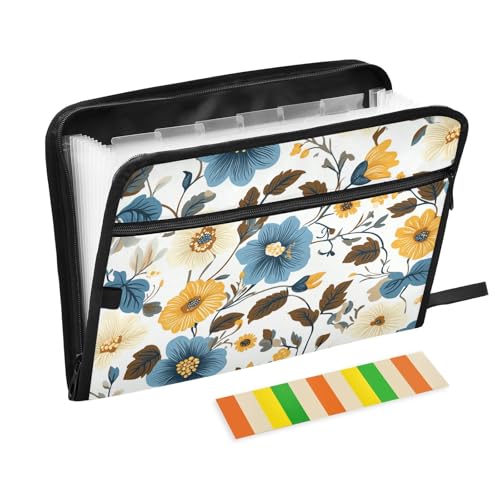 Carpeta de Dokumentenmappe, 13 Fächer, A4, Briefgröße mit Reißverschluss, für Büro, Fächermappe mit Etiketten, Blau und Gelb Carpeta de Dokumentenmappe, 13 Fächer, A4, Briefgröße mit Reißverschluss, für Büro, Fächermappe mit Etiketten, Blau und Gelb von KLL