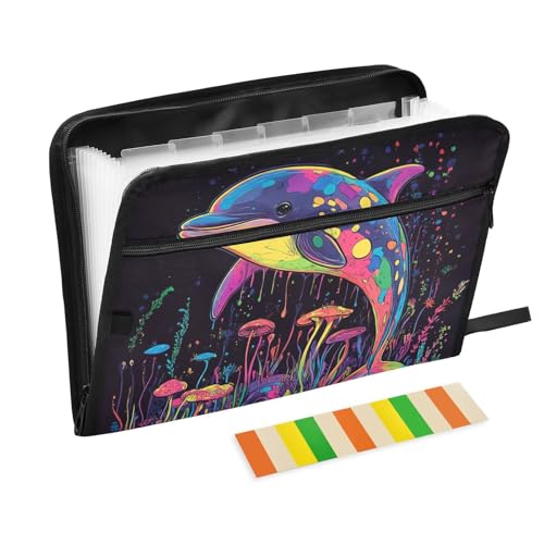 Carpeta de Hängemappe mit süßem Delfin, erweiterbar, 13 Fächer, A4, Briefgröße, mit Reißverschluss, für Zuhause, Büro, Reisen, Aktenordner Carpeta de Hängemappe mit süßem Delfin, erweiterbar, 13 Fächer, A4, Briefgröße, mit Reißverschluss, für Zuhause, Büro, Reisen, Aktenordner von KLL