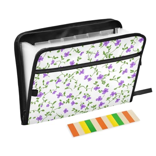 Carpeta de Kleine Vintage-Ordner mit Taschen, 13 Taschen, A4, Briefgröße mit Reißverschluss, für Business-Organizer, mit Taschen, Violett Carpeta de Kleine Vintage-Ordner mit Taschen, 13 Taschen, A4, Briefgröße mit Reißverschluss, für Business-Organizer, mit Taschen, Violett von KLL