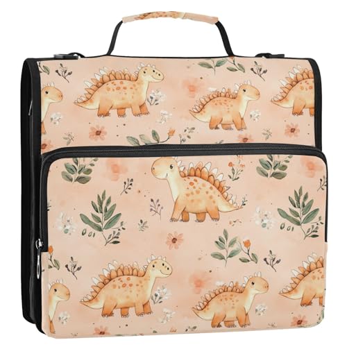 Carpeta del Ringbuch, 3 Ringe, 3,8 cm, extra Taschen, Griff und abnehmbarer Schultergurt, Dinosaurier-Design, Terrakotta Carpeta del Ringbuch, 3 Ringe, 3,8 cm, extra Taschen, Griff und abnehmbarer Schultergurt, Dinosaurier-Design, Terrakotta von KLL