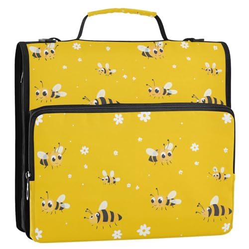 Cartera con cremallera Ringbuch mit 3 Ringen, Griff und abnehmbarem Schultergurt, Bienenblüte, Gelb Cartera con cremallera Ringbuch mit 3 Ringen, Griff und abnehmbarem Schultergurt, Bienenblüte, Gelb von KLL