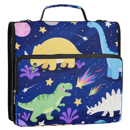 Cartoon-Dinosaurier und Pflanzen, marineblau, 3 Ringe, 3,8 cm, Reißverschluss, Organizer mit Schultergurt und Griff, wasserdicht, Dokumentenordner, Organizer für Schule/Büro, Carpeta con cremallera Cartoon-Dinosaurier und Pflanzen, marineblau, 3 Ringe, 3,8 cm, Reißverschluss, Organizer mit Schultergurt und Griff, wasserdicht, Dokumentenordner, Organizer für Schule/Büro, Carpeta con cremallera von KLL