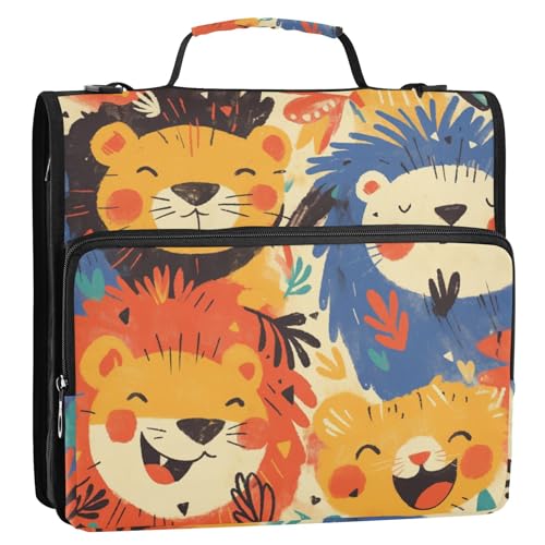 Cartoon Happy Lion 3 Ringe 3,8 cm Schule Reißverschluss Ordner mit Gurt Wasserdicht Dokument Organizer für Schule Cartoon Happy Lion 3 Ringe 3,8 cm Schule Reißverschluss Ordner mit Gurt Wasserdicht Dokument Organizer für Schule von KLL