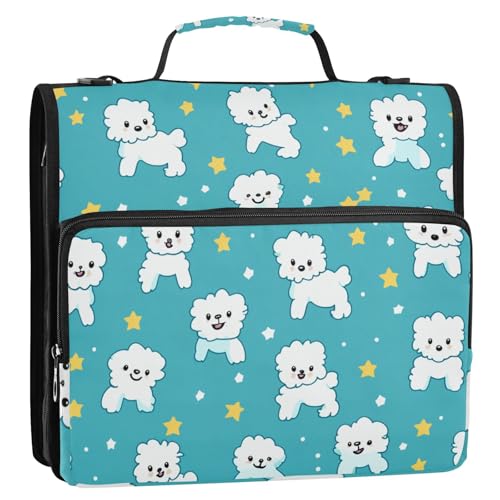 Cartoon-Hunde-Stern, 3,8 cm, 3 Ringe, stabiler Reißverschluss, Ordner mit Gurt, mehrere Taschen, tragbar, für Zuhause, Reisen, sichere Aufbewahrungstasche für Büro, Schule Cartoon-Hunde-Stern, 3,8 cm, 3 Ringe, stabiler Reißverschluss, Ordner mit Gurt, mehrere Taschen, tragbar, für Zuhause, Reisen, sichere Aufbewahrungstasche für Büro, Schule von KLL