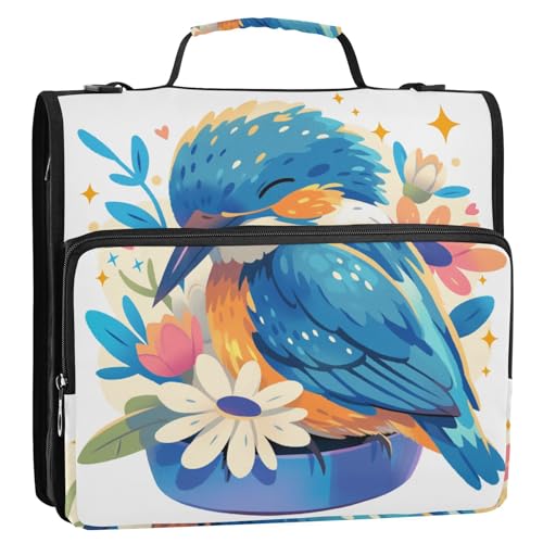 Cartoon Kingfisher and Flower Happy Cute Doodle Art 3,8 cm 3 Ringe Ordner mit Reißverschluss mit Griff und abnehmbarem Schultergurt Laege Kapazität Dokumentenmappe Organizer für Mittelschüler Cartoon Kingfisher and Flower Happy Cute Doodle Art 3,8 cm 3 Ringe Ordner mit Reißverschluss mit Griff und abnehmbarem Schultergurt Laege Kapazität Dokumentenmappe Organizer für Mittelschüler von KLL