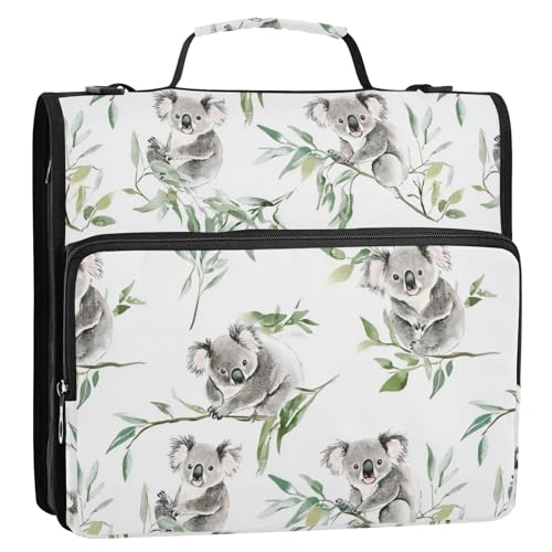 Cartoon-Koala-Ordner, 3,8 cm, Reißverschluss, mit Griff und abnehmbarem Schultergurt, einfach zu tragen, Schulordner, Organizer für Schule/Büro, Organizer de la carpeta von KLL