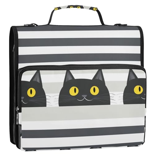 Cartoon-Ordner mit niedlichem Katzen-Motiv, 3 Ringe, Reißverschluss, mit Griff und abnehmbarem Schultergurt, wasserdicht, Schulordner, Organizer für die Schule Cartoon-Ordner mit niedlichem Katzen-Motiv, 3 Ringe, Reißverschluss, mit Griff und abnehmbarem Schultergurt, wasserdicht, Schulordner, Organizer für die Schule von KLL