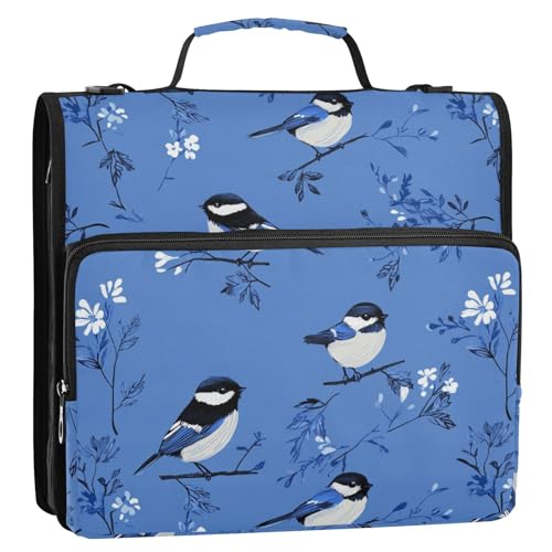 Chic Black – Capped Chickadee Birds Royal Blue 3,8 cm 3 Ringe stabiler Reißverschluss Ordner mit Gurt inklusive Reißverschlusstasche Dokumentenmappe Organizer für Schule und Büro Gestor de Carpetas de Chic Black – Capped Chickadee Birds Royal Blue 3,8 cm 3 Ringe stabiler Reißverschluss Ordner mit Gurt inklusive Reißverschlusstasche Dokumentenmappe Organizer für Schule und Büro Gestor de Carpetas de von KLL