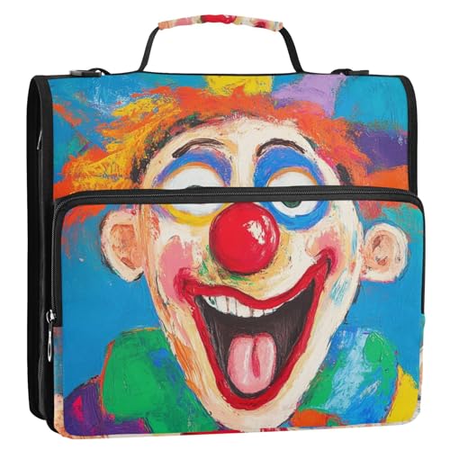 Clown Funny Faces 3,8 cm 3-Ringe Reißverschluss Bindertasche mit Griff und abnehmbarem Schultergurt, wasserdicht, Dokumentenmappe, Organizer für Mittelschüler, Clip de Cremallera Resistente Clown Funny Faces 3,8 cm 3-Ringe Reißverschluss Bindertasche mit Griff und abnehmbarem Schultergurt, wasserdicht, Dokumentenmappe, Organizer für Mittelschüler, Clip de Cremallera Resistente von KLL