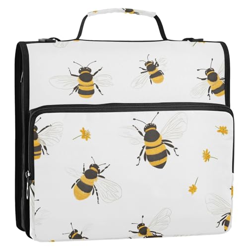 Cute Bees Ringbuch mit 3 Ringen, Reißverschluss, einfach zu tragen, Schulbedarf, Organizer für Schule und Büro, Clip de Cremallera escolar Cute Bees Ringbuch mit 3 Ringen, Reißverschluss, einfach zu tragen, Schulbedarf, Organizer für Schule und Büro, Clip de Cremallera escolar von KLL
