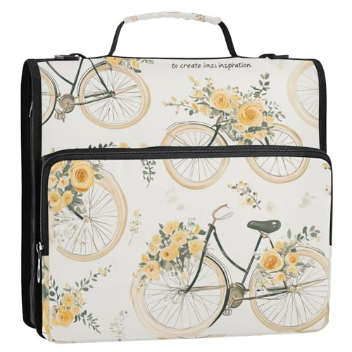 Cycles Ordner-Organizer für Frühling und Sommer, frische Blumen, 3,8 cm, 3 Ringe, mit Schultergurt, inklusive Reißverschlusstasche, Dokumentenmappe, Organizer für Mittelschule, Carpeta del organizador von KLL