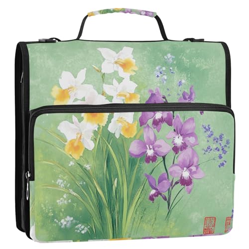 Daffodil Lavendelgrün, 3 Ringe, Ordner, Reißverschluss mit Riemen, mehrere Taschen, Dokumentenmappe, Organizer für Mittelschule, Encuadernador de Cartera von KLL