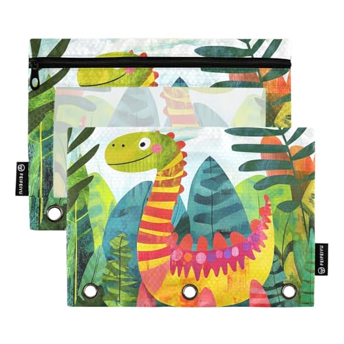 Dinosaurier-Ordner mit Urzeit-Dschungel, Taschenordner mit drei Ringen für 3 Ringe, Bindertasche mit 3 Ringen, für Schulbedarf von KLL