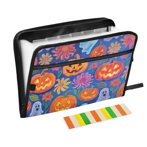 Dokumenten-Organizer, Halloween-Kürbisse und Geister, 13 Taschen, A4, Briefgröße mit Reißverschluss, für Bürobedarf, Aktenordner, Jacken, Carpeta de Dokumenten-Organizer, Halloween-Kürbisse und Geister, 13 Taschen, A4, Briefgröße mit Reißverschluss, für Bürobedarf, Aktenordner, Jacken, Carpeta de von KLL