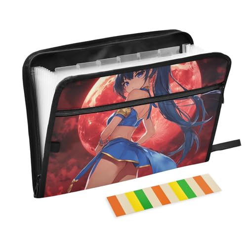 Dokumenten-Organizer im Anime-Stil, 13 Taschen, A4, Briefgröße mit Reißverschluss, für Papiere, Organizer mit Taschen, Rot Dokumenten-Organizer im Anime-Stil, 13 Taschen, A4, Briefgröße mit Reißverschluss, für Papiere, Organizer mit Taschen, Rot von KLL