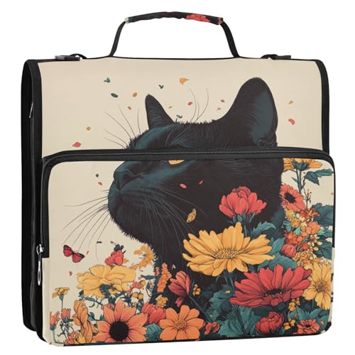 Dokumenten-Organizer mit 3 Ringen, mit extra Taschen, mit Riemen, mehrere Taschen, Dokumenten-Organizer für die Schule, Schwarz Dokumenten-Organizer mit 3 Ringen, mit extra Taschen, mit Riemen, mehrere Taschen, Dokumenten-Organizer für die Schule, Schwarz von KLL