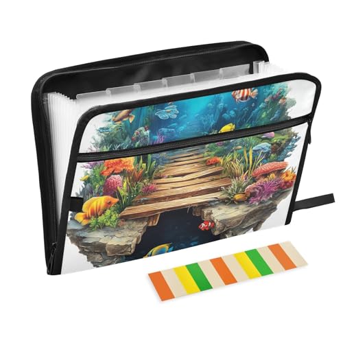 Dokumenten-Organizer mit 3D-Loch, weiße Wand, Unterwasserlandschaft, 13 Taschen, A4, Briefgröße mit Reißverschluss, für Business-Dateiaufbewahrung, Organizer, para guardar Dokumenten-Organizer mit 3D-Loch, weiße Wand, Unterwasserlandschaft, 13 Taschen, A4, Briefgröße mit Reißverschluss, für Business-Dateiaufbewahrung, Organizer, para guardar von KLL